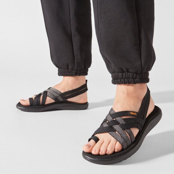 Teva Women's Black Gray Voya Back Strap Slip-On Strappy Sandal Size 10 - Picture 1 of 7